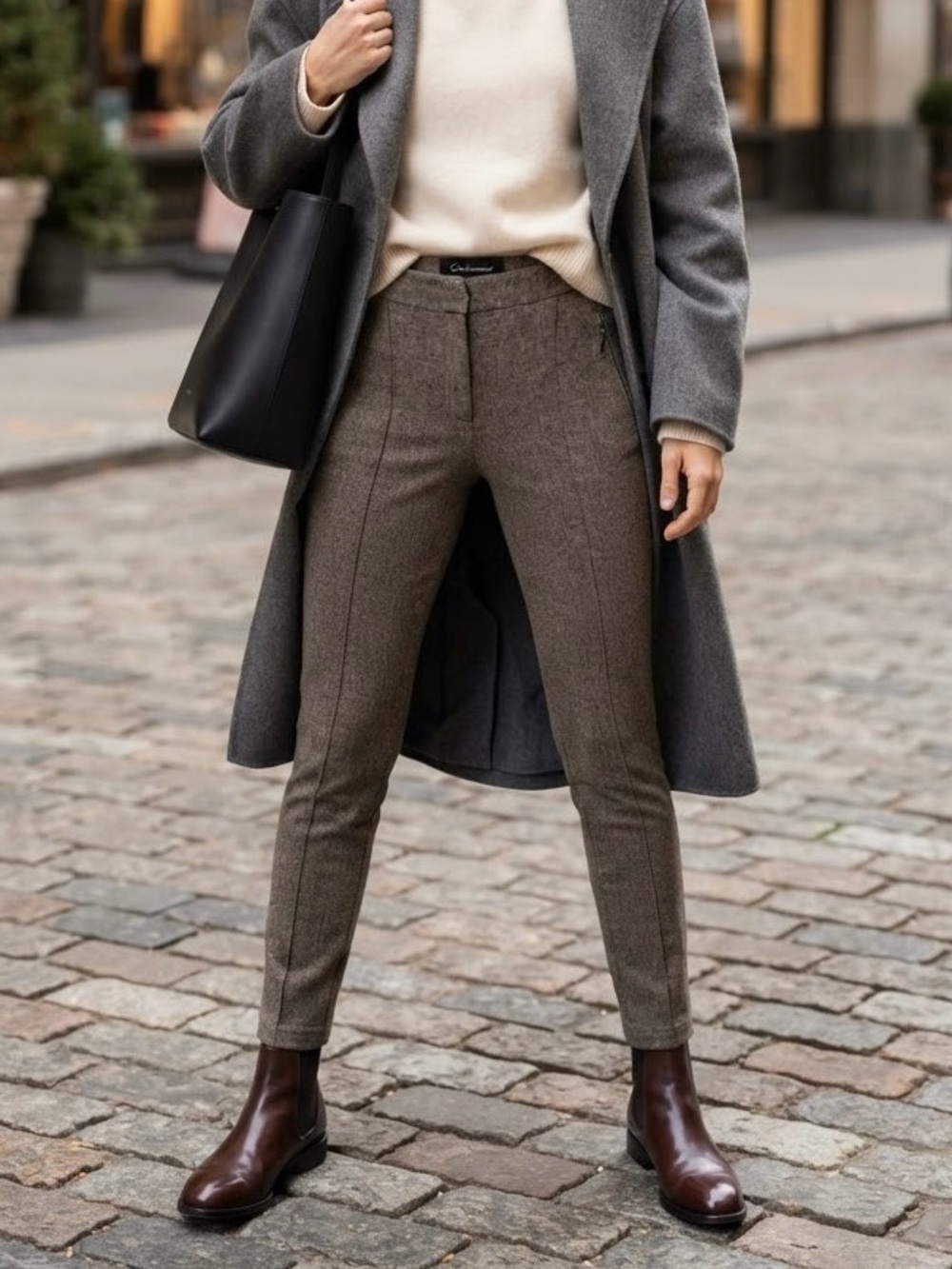 Cartonnier | Anthropologie | Gray Herringbone Tailored Skinny Pants | Sz 6